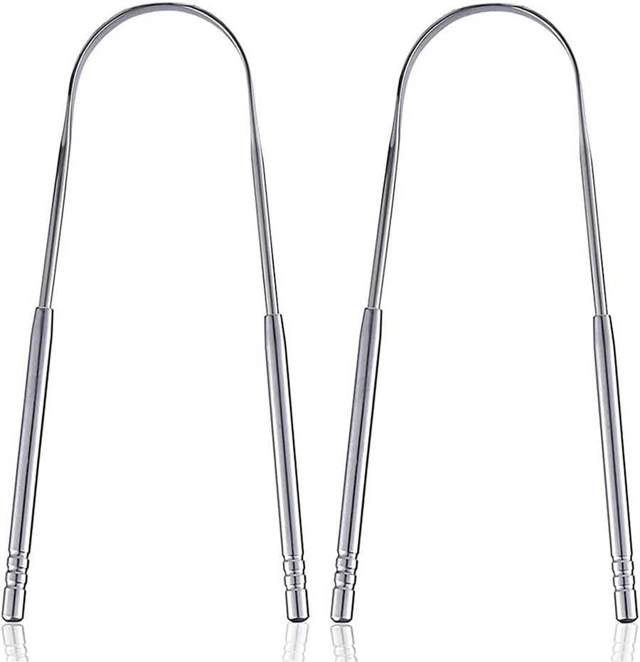 Tongue scraper - Stainless steel tongue cleaner - Freshens breath - Restores taste - Pack of 2