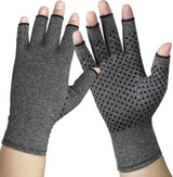 Rheumatism Gloves - Compression Gloves - Unisex - Osteoarthritis - Rheumatism - Arthritis - RSI - Carpal Tunnel Syndrome - S - Heather Grey Half Finger Gel