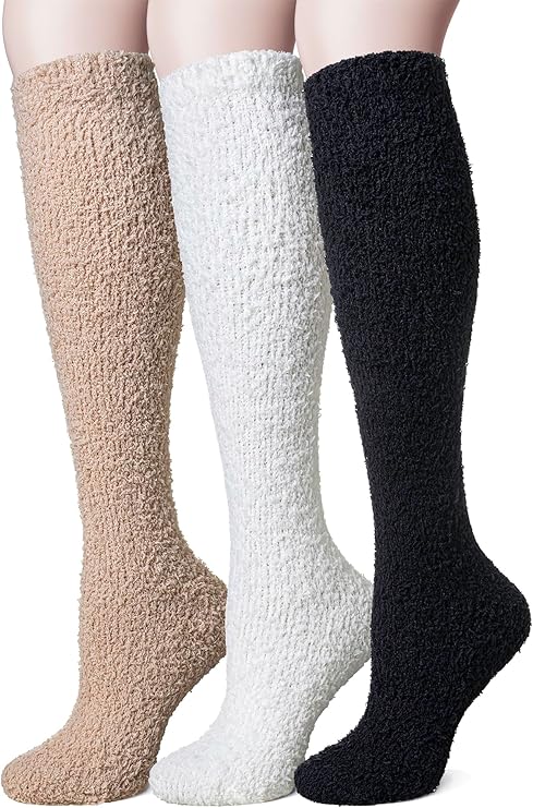 Fleece Socks - Fall/Winter Series - Thick Boot Socks - Double-Sided Velvet - Soft and Fluffy - Non-Fluffing - One Size - 3 Pairs
