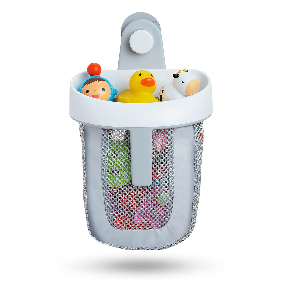 Toy Storage Bag Bathroom Rack Storage Bag for Bathroom with Quick Dry Net, Super Strong Suction Cup, Easy to Attach to Tiles and Bath Wall - Gray