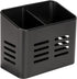 Stainless Steel Cutlery Basket Black - 430 Stainless Steel - Cutlery Holder & Drainer - With Bottom Holes - Square - 16 x 13.5 cm