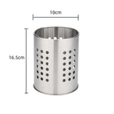 Stainless Steel Kitchen Utensil Holder Round - Spatula Holder for Countertop - 10 x 16.5 cm - Stainless Steel - Silver