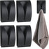 Black Towel Clip - Set of 4 - Stainless Steel - Self-Adhesive Tea Towel Holders - Wall Hooks for Kitchen
