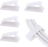 Adjustable Cable Clamps White - Set of 50 - Self-Adhesive Cable Clips - Cable Management for Desk & TV