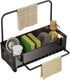 Sink Organizer with Towel Rack - Sponge Holder Kitchen - Countertop Storage Rack - For Sponges & Brushes