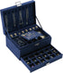 Velvet Jewelry Box with Lock - 3 Layers - Large Jewelry Organizer for Women - With Drawers & Compartments - Blue
