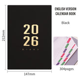 Agenda 2026 - Daily Agenda - A5 Format - 1 Day per Page - 304 Pages - [Black] - Hardcover