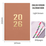 Agenda 2026 - Daily Agenda - A5 Format - 1 Day per Page - 304 Pages - [Light Brown] - Hardcover