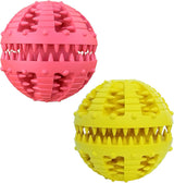 Dog Toys - 2 Pieces Teeth Cleaning Balls - Natural Rubber with Treat - Tear-Resistant - For Dogs and Cats