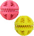 Dog Toys - 2 Pieces Teeth Cleaning Balls - Natural Rubber with Treat - Tear-Resistant - For Dogs and Cats