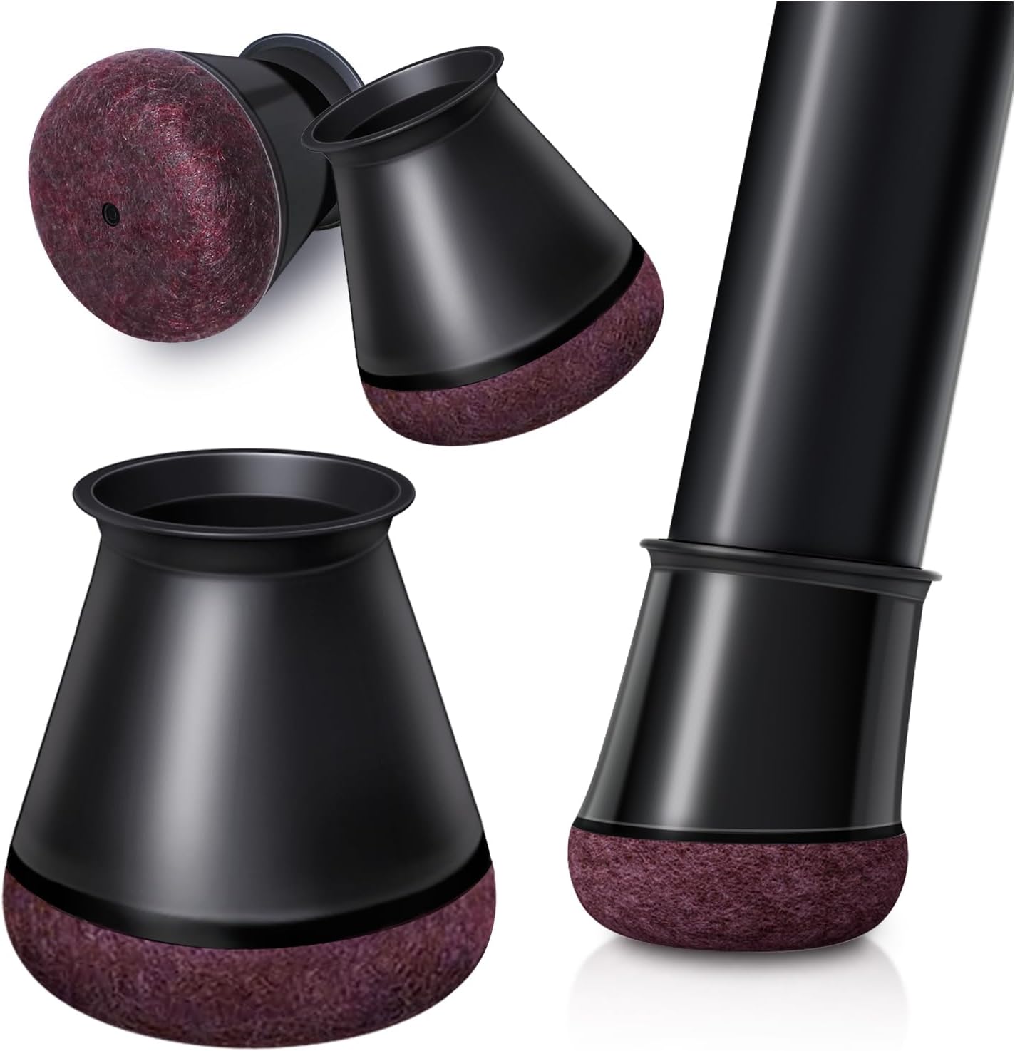 Black Chair Leg Caps - Set of 24 - Size L - Silicone Floor Protectors - Against Scratches and Noise