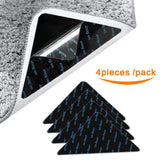 Rug Stoppers - Set of 8 - Anti-Slip for Carpet - Washable & Reusable - Triangular Black