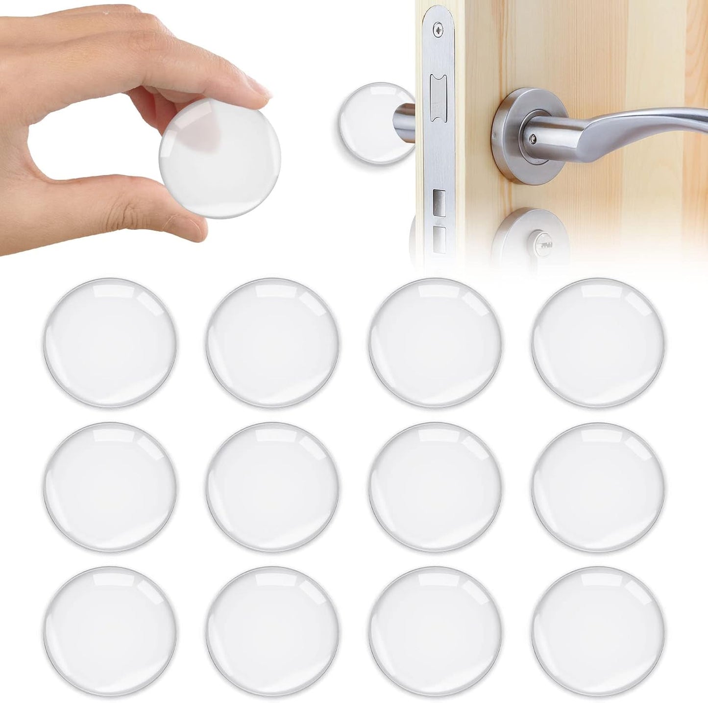Door Stopper Wall Transparent - Set of 12 - Ø 4 cm - Self-adhesive Door Buffers - Wall Protection against Door Handles