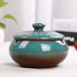 Ceramic Ashtray with Lid - Blue - Wind Ashtray for Outdoor & Indoor Use - Glazed Earthenware