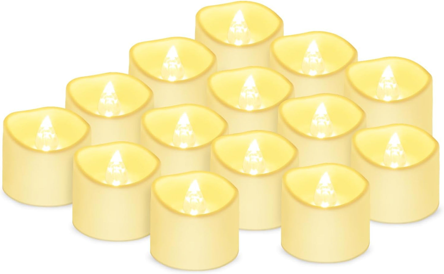 14x LED Candles - Moving Flame & Real Wax - 3D Wick - Battery Operated - For Christmas and Mood Lighting