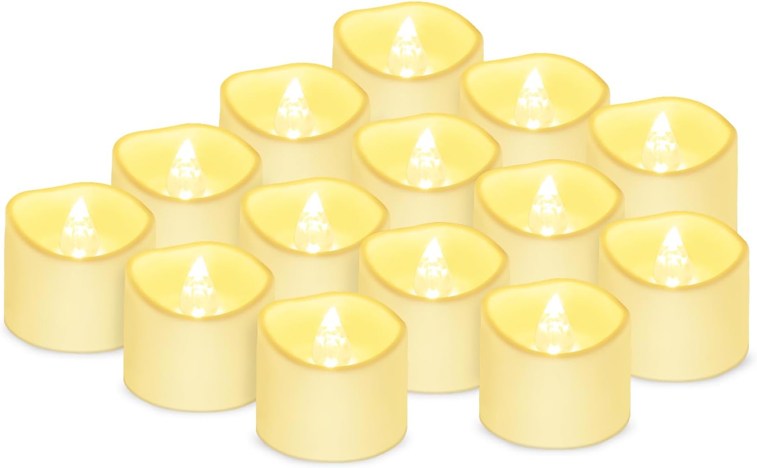 14x LED Candles - Moving Flame & Real Wax - 3D Wick - Battery Operated - For Christmas and Mood Lighting