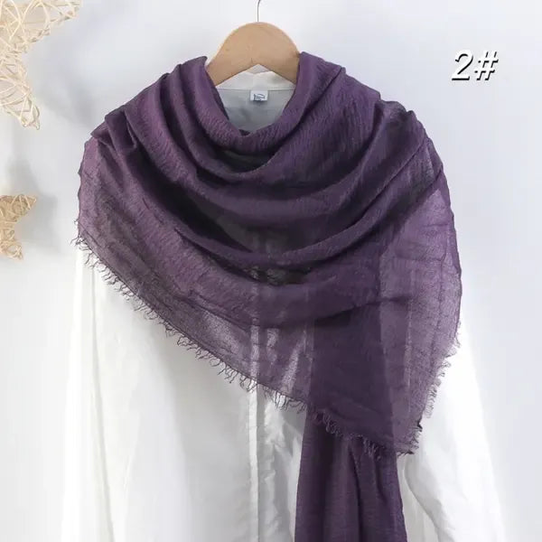 Dark Purple Crinkle Scarf Plain Hijab, Soft Viscose Fiber Lightweight Daily Wear Wrap, Brand New High Quality Muslim Headscarf