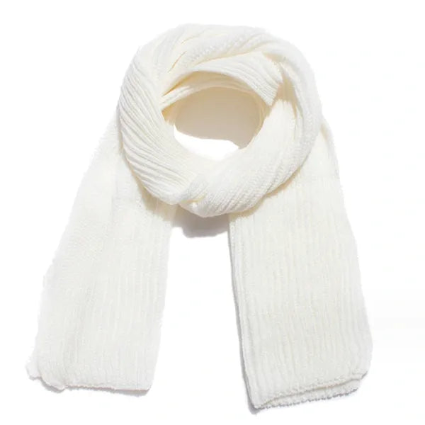 White Chunky Cable Knit Winter Scarf for Women and Men, 190x30 cm Warm Oversized Wrap, Soft Cashmere-Like Acrylic for Cold Weather Christmas Gift