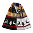 Black Winter Christmas Moose Pattern Knitted Long Thick Scarf with Snow Geometric Design, Reversible Warm Fair Isle Shawl for Men and Women