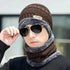 Winter Knitted Wool Ski Mask Neck Warmer Cap and Bib Set, 2-in-1 Cold Weather Accessory with Stretchy One Size Fits Most for Unisex Outdoor Sports