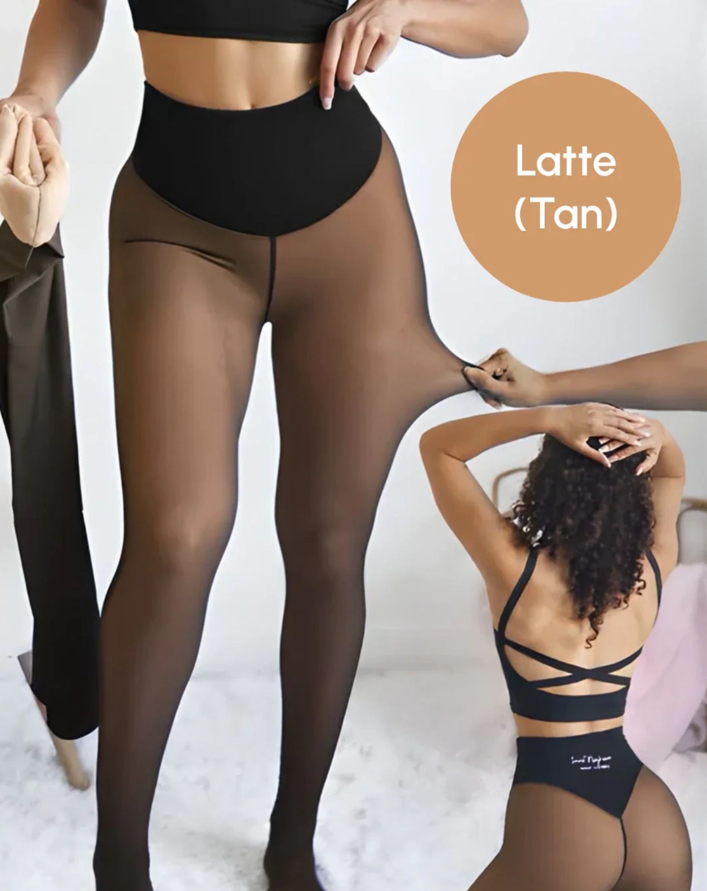 Seamless Latte Lined Warm Tights as Pants, Plus Size L/XL with Flat Seam Design, Cozy Thermal Winter Legwear for Dresses, Skirts, or Casual Home Lounging