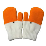 Yellow Winter Goose Design Fleece Lined Knitted Thermal Gloves, Cute Playful Pattern with Vibrant Color, Fun Warm Gift for Cycling Skiing and Everyday Use