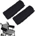 Black Memory Foam Wheelchair Armrest Cushion Covers 2 Pack, Synthetic Sheepskin Pressure Relief for Seniors Adults, Compatible with Standard Wheelchairs and Office Chairs