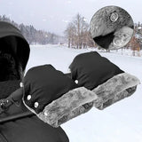 Warm Fleece Lined Stroller Gloves with Waterproof Oxford Outer, Universal Size with Snap Button Design for Easy Attachment to Stroller Handlebars for Winter Walks