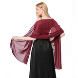 Dark Red Evening Dress Lady Cape Shawl Wrap 200x70 cm, Elegant Retro Polyester Design for Weddings, Parties, and Special Occasions All Season Wear