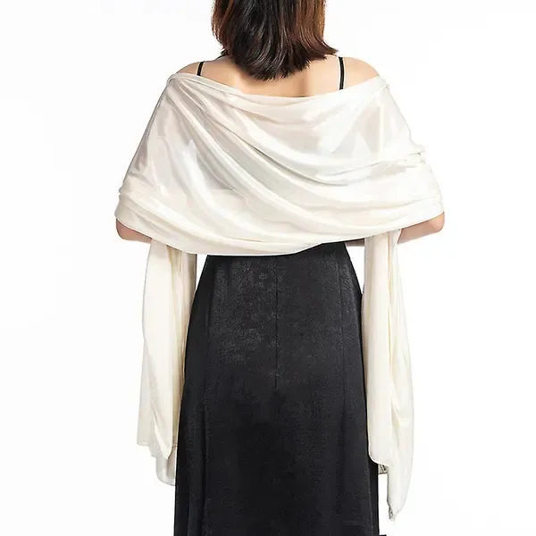 Satin Solid Evening Wrap Wedding Shawl Shrug Bolero for Women, 200x70 cm Plain Weave Polyester, Elegant Medium Length Design for Formal Events