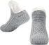 Gray Warm Non-Slip Knitted Thick Lined Cozy Winter Slippers for Women and Men, One Size Fits Most with Silicone Grips, Perfect for Home and Indoor Use