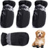 Black Dog Boots Paw Protectors with Reflective Straps, Non-Slip Nylon Cotton Shoes 4 Pieces for Small Medium Dogs, Adjustable Sizes 4-7 for Outdoor Walking