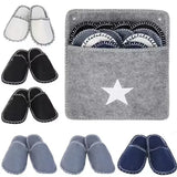 Felt Slippers 6-Pack Quiet Non-Slip for Travel Hotel Home, Washable Portable Guest Slippers with Textured Soles, 2 Pairs per Size 36-39 40-42 43-45
