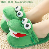 Cartoon Crocodile Cotton Slippers for Adults, Fun Opening Mouth Design with Memory Foam Insole, Non-Slip Soft Plush for Home 38-39