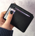 Slim PU Leather Zip Card Wallet with 6 Card Slots, Coin Pocket and Hidden Compartments for Cash and Everyday Carry, Black, 9 x 12 x 0.7 cm