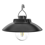 Rechargeable Retro LED Camping Lantern with Hanging Hook, 200 lm Warm Light, 1200 mAh USB-C Battery and 2 Modes, Black