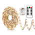 Battery Operated Warm White LED Strip Lights with Remote Control, 8 Modes, Dimmable Timer and Cuttable Self-Adhesive Backing