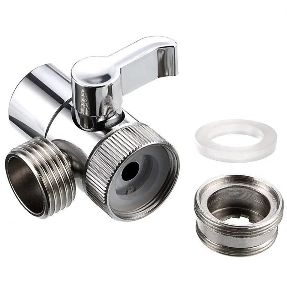3-Way Kitchen Faucet Diverter Valve with 90 Degree Handle, M22 x M24 Thread Connection for Taps, Showers and Water Outlets, Chrome