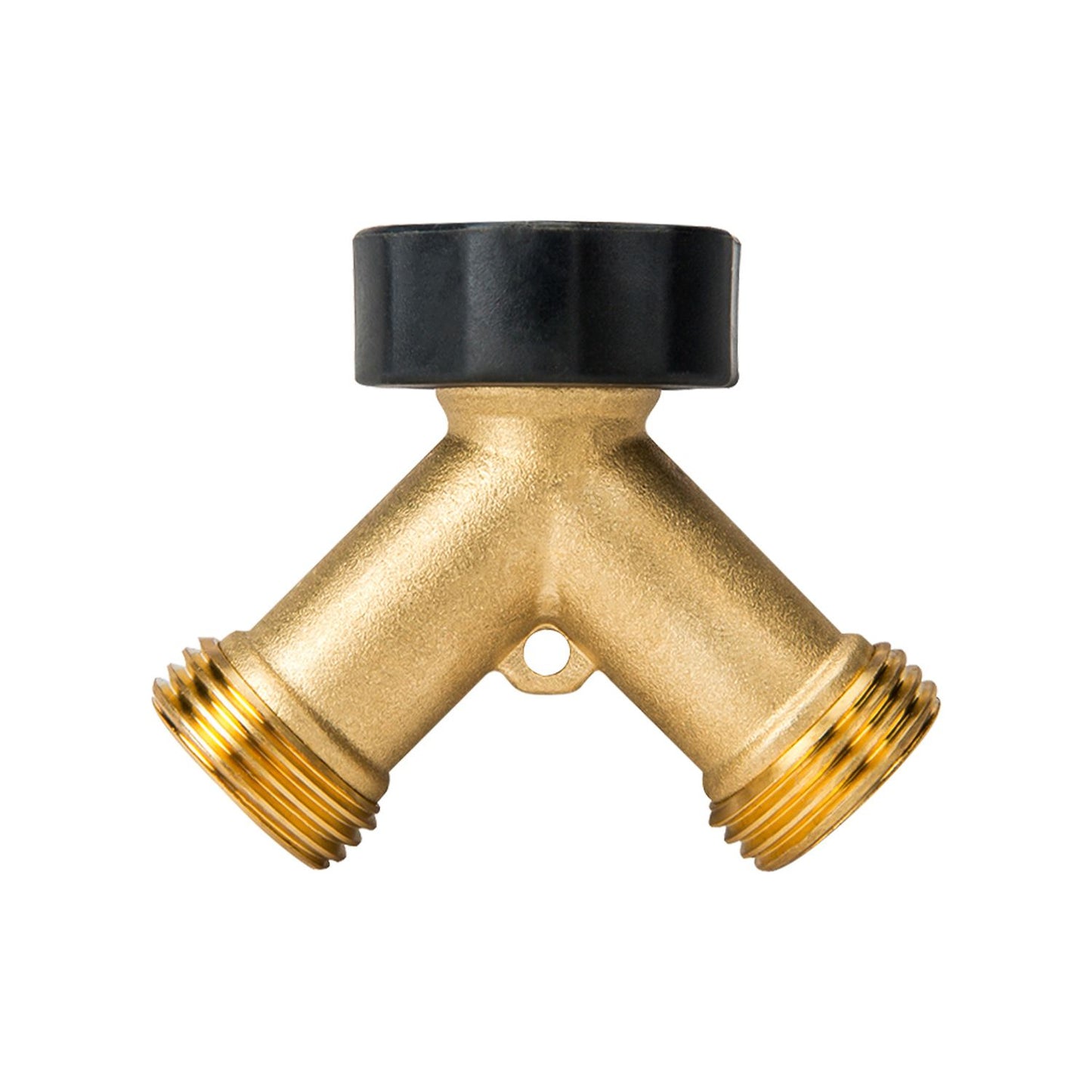 Brass Garden Hose Y Splitter with 2 Shut-Off Valves, 3/4 Inch Threaded Dual Outlet Tap Connector for Watering and Car Washing