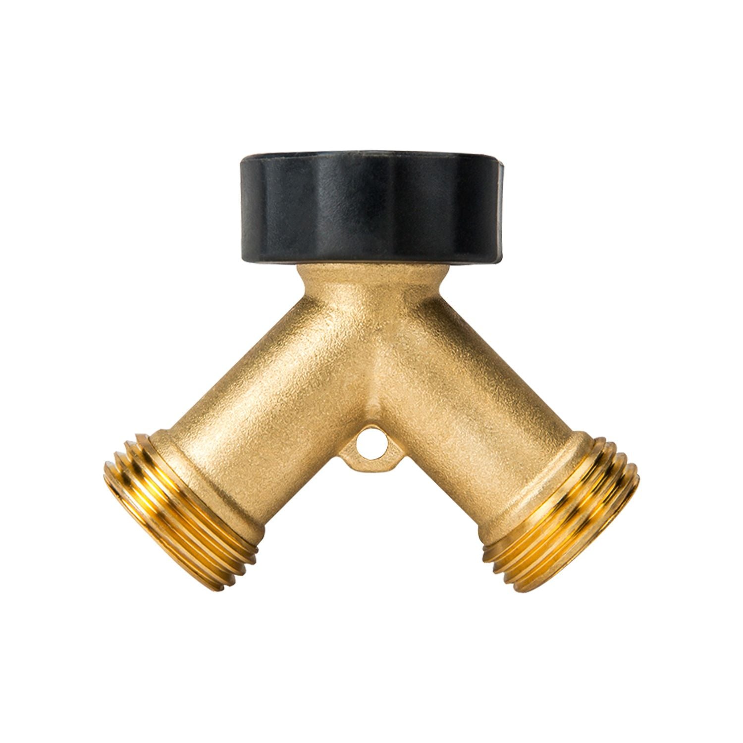 Brass Garden Hose Y Splitter with 2 Shut-Off Valves, 3/4 Inch Threaded Dual Outlet Tap Connector for Watering and Car Washing