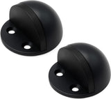 2 Pack Stainless Steel Door Stops with Rubber Buffers, Self-Adhesive or Screw Mount Wall Protectors, Matte Black, 4.8 x 2.5 cm