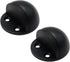 2 Pack Stainless Steel Door Stops with Rubber Buffers, Self-Adhesive or Screw Mount Wall Protectors, Matte Black, 4.8 x 2.5 cm