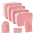 7 Piece Travel Packing Cube Set with Lightweight Waterproof Nylon Organisers for Carry-On Luggage, Holidays and Business Trips, Pink