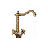 360 Degree Rotation Rotatable Faucet Double Brass Basin Faucet Brushed Kitchen Sink Soft Close Vintage Tap for Hot and Cold, Antique Copper Finish