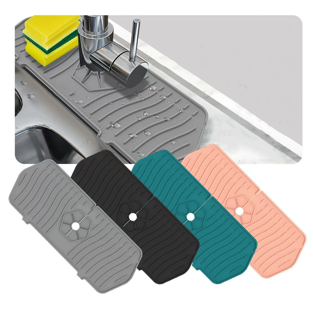 Faucet Mat for Kitchen Counter- Splash Guard, Bathroom Counter Pad, Silicone material, Grey