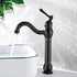 High Bathroom Faucet, 360 Degree Rotatable Countertop Mixer, Retro Classic Brass Bathroom Basin Faucet, Single Handle, Black Finish