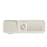 Faucet Splash Pad and Handle Drip Catcher, Silicone Sink Mat for Kitchen Countertop Protection and Drainage Use, Beige Finish