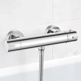 Wall-mounted thermostatic shower mixer with 38 degree C anti-scalding safety lockout, solid brass material, Chrome Finish
