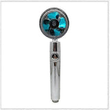 Shower Head Water Saving High Pressure Turbo Propeller Flow Shower Nozzle with Fan Built-in Filter Rain Shower Bathroom Accessories, Blue Finish