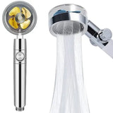 Shower Nozzle / Shower Handle- Shower Head with Turbo Fan, plastic material, 360 Degree Rotation, 26 x 8 cm Overall Size, Silver/Blue Finish Options